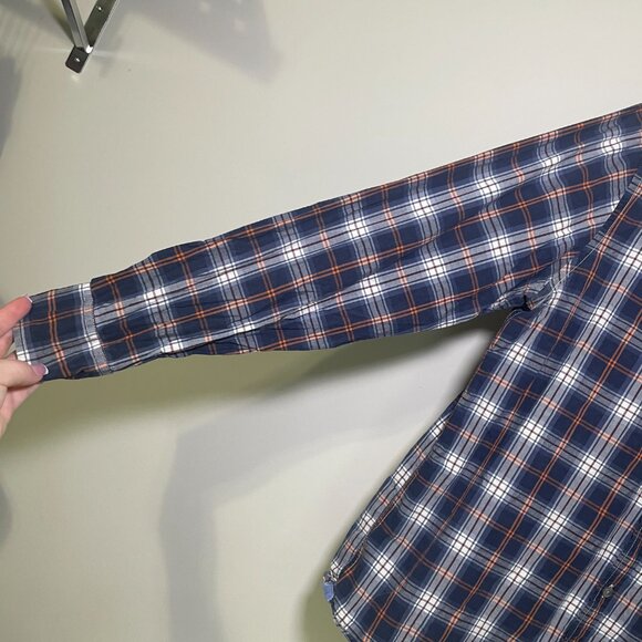 Men's Large American Eagle Blue Plaid Long Sleeve Button Down Shirt - Picture 5 of 6